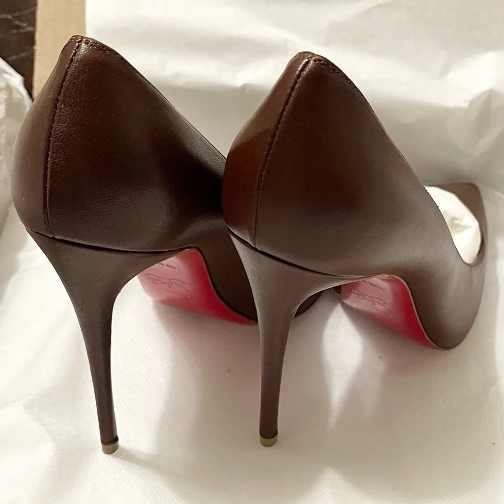 Christian Louboutin Kate 100mm. Napa lux supple leather chocolate brown EU37 - Picture 7 of 12